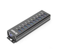 Concentrador de datos de carga y supervelocidad de 10 puertos USB 3.2 Gen 1 con adaptador de corriente de 5 V2 A y cable USB tipo A a tipo B de hasta 900 mA por función de carga de puerto Montaje en