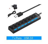 Concentrador divisor multiUSB de 7 puertos con enchufe europeo. Adaptador de corriente. Concentrador