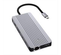 Concentrador divisor USB 3.0 M.2 SSD/NVME 12 en 1 con puerto RJ45 Gigabit Ethernet y expansor de audio de 3,5 mm para PC y portátil