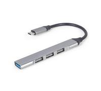 CONCENTRADOR GEMBIRD USB Tipo C - 4P (USB3 X 1 Puerto, USB2 X 3 Puertos) Silver
