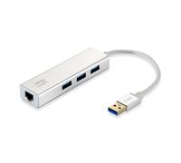 Concentrador (hub) - LEVELONE - USB-0503 - Alámbrico - USB - Ethernet - Plata - Blanco