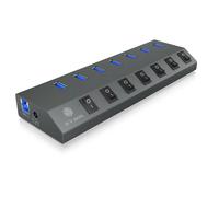 ICY BOX IB-HUB1701-C3 Hub de 7 Puertos USB 3.0 Tipo-A | 7 puertos USB Type-A en el conmutador HubOn/Off para cada puerto. Amplía el PC/portátil con varios puertos USB