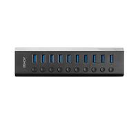 Concentrador LINDY de 10 puertos USB 3.2 Gen1 con interruptores individuales