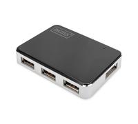 Concentrador USB 2.0 Digitus DA-70222 4 Puertos Mini-B 480Mbps Negro/Plata Alimentado