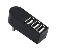 Concentrador USB 2.0 Mini de 3 Puertos, Plástico Negro