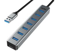 Concentrador USB 3.0, atolla de 7 Puertos multiUSB, Cable de extensión Divisor USB de 1 m, Apto para PC, portátil, MacBook Pro, etc.