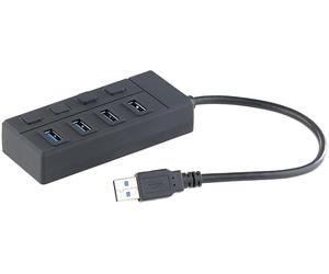 Concentrador USB 3.0 con 4 puertos, conmutables individualmente, hasta 5 Gbit/s