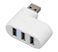 Concentrador USB 3.0, Concentrador Giratorio de 90 ° / 180 ° Grados, Divisor de Puerto Mini USB de 3 Puertos, con 1 USB3.0, 2 USB2.0, para PC, Computadora Portátil, Computadora (Blanco)