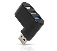 Concentrador USB 3.0, Concentrador Giratorio de 90 ° / 180 ° Grados, Divisor de Puerto Mini USB de 3 Puertos, con 1 USB3.0, 2 USB2.0, para PC, Computadora Portátil, Computadora (Negro)