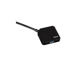 Concentrador USB 3.0 - HAMA - 1:4 - Alimentado por el bus - Cable USB integrado - Negro