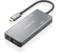Concentrador USB-C (2 HDMI 1 RJ45 2 USB-A USB 3.0 1 USB-A USB 2.0 1 USB-C PD 1 SD 1 Micro SD) - AISENS