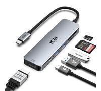 Concentrador USB C 4K a 60Hz HDMI, ICZI 6 en 1 USB C a HDMI, 2 puertos USB 3.0, lector de tarjetas SD/TF, hub USB USB-C PD de 100 W para Mac/MacBook Pro/Air portátiles y más
