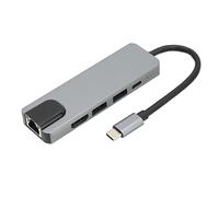 Concentrador USB C 5 en 1, Adaptador de Concentrador USB C a HDMI con HDMI 4K, Puerto Gigabit Ethernet, Puerto de Carga USB 3.0 y PD de 87 W, Divisor USB C para Dispositivos MacBook Pro, XPS y Tipo C