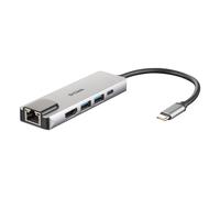 Concentrador USB-C 5 en 1 D-Link (DUB-M520) [2x USB 3.0, 1x HDMI, 1x USB Tipo C/Thunderbolt 3, 1x Gigabit LAN]