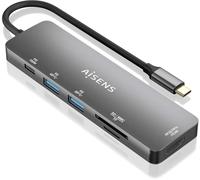 Concentrador USB-C 6 en 1 (1 HDMI 2 USB-A 1 USB-C PD de 100 W 1 SD y 1 Micro SD) de 15 cm - AISENS
