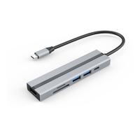 Concentrador USB-C 6 en 1 con HDMI 4K, puertos USB 3.0/2.0, lector de tarjetas SD/TF