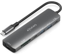 Concentrador USB-C 7 en 1 (1 HDMI 2 USB-A 1 USB-C 1 USB-C PD 100 W 1 SD y 1 Micro SD) de 15 cm - AISENS