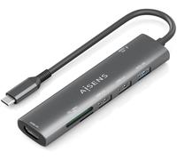 Concentrador USB-C 7 en 1 PD de 100 W y 15 cm (gris) - AISENS
