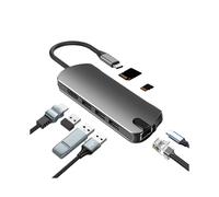 Concentrador USB-C 8 en 1 con USB 3.0, HDMI, RJ45, ranura para tarjeta SD/TF y carga PD de 100 W