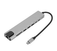 Concentrador USB C 8 en 1, Convertidor USB C Portátil con 4K USB C a HDMI, Puerto Ethernet, Carga Rápida PD USB C de 87 W, Lector de Tarjetas SD/TF, para Linux/Windows XP/Windows Vista/Windows 10