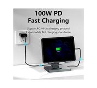 Concentrador USB C 8 en 1, Soporte para Tablet Giratorio de 360, Compatible con 4K A 60 Hz, PD100W, USB 3.0, , TF, Estación de Acoplamiento de