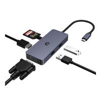 Concentrador USB C con HDMI 4K, Adaptador USB-C a HDMI 6 en 1 con USB 2.0, HDMI 4K, VGA, SD/TF Compatible con Otros Dispositivos Tipo C