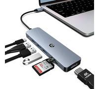 Concentrador USB C, concentrador adaptador multipuerto oditton 7 en 1, salida HDMI, entrega de energía de 100 W, 3 puertos USB 3.0, lector SD/TF, perfecto para portátiles USB C, Dell XPS/HP/Surface y