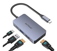 Concentrador USB C, estación de acoplamiento SUTOUG, adaptador USB C 4 en 1 con puertos HDMI 4K duales, puerto PD de 100 W, puerto USBA 3.0 de 5 Gbps compatible con MacBook Pro, más dispositivos tipoC