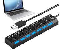 Concentrador USB Compacto multipuerto con Botones Independientes, diseño Duradero de Ahorro de energía, diseño Antideslizante para Trabajo Remoto, Estudio, Viajes, Aula, Espacios de Trabajo Conjunto