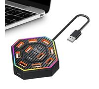 Concentrador USB de 13 puertos, accesorios RGB, trabajo eléctrico, ampliación de ordenador para oficina en casa, dispositivo profesional para estudiantes universitarios | Hub para adultos, hombres y