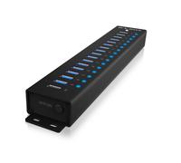 ICY BOX IB-HUB1717-U3 - Concentrador USB (17 Puertos), 16 Puertos USB y 1 Carga USB, USB 3.2 Gen 1 (5 Gbps por Puerto), con Fuente de alimentación de 96 W, USB-A, Aluminio, IB-HUB1717-U3