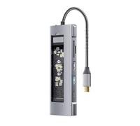 Concentrador USB ocho en 1 con función de almacenamiento de disco M.2 SSD NVMe SATA tipo C a estación de acoplamiento USB C compatible para laptop, fácil de instalar, fácil de usar