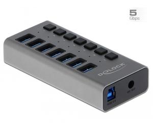 Concentrador USB SuperSpeed externo Delock con 7 puertos + conmutador
