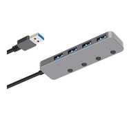 Concentradores portátiles USB 3.0 de 4 puertos con interruptores individuales para una fácil conexión de periféricos, enchufes de transferencia de datos rápida y base de expansión tipo C