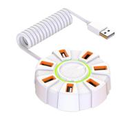 Concentradores USB 2.0 de 7 puertos con iluminación LED colorida y fuente de alimentación externa para conexión de múltiples dispositivos, concentradores USB de carga de múltiples dispositivos