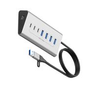 Concentradores USB 3.0 tipo C, divisor USB múltiple, 7/10 puertos, adaptador de corriente múltiple expansor, concentradores USB, disipación de calor para PC, portátil, estación de acoplamiento