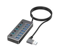 Concentradores USB 3.0 y USB 2.0 de aluminio de 7 puertos con interruptores individuales y luces LED para un uso eficiente de espacio, concentradores USB para juegos