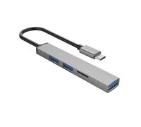 Concentradores USB C a USB 3.0 con lector de tarjetas, adaptador de 3 puertos, base de expansión para laptop, smartphones, tabletas, transferencia de datos, concentradores C de aluminio