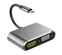 Concentradores USB C de aluminio con dos adaptadores 4K y USB 3.0 tipo a 4K para conexión USB estación de acoplamiento
