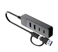 Concentradores USB de 4 puertos con USB 3.0 USB 2.0 y dos puertos tipo C para laptop, escritorio, PC, dispositivos móviles, con dos tipos C