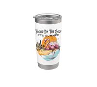 Concéntrate en lo bueno es el estilo de playa de flamenco Vaso térmico de acero inoxidable de doble pared