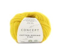 Concept 25 g Cotton - Merino Fine - Color: 91 - Amarillo - Un voluminoso hilo de algodón orgánico y la mejor lana merino, combinado en una delicada estructura de cadena.