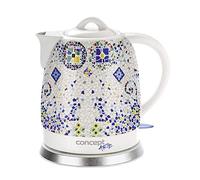 Concept Electrodomésticos RK0020 Hervidor de Agua de cerámica de 1,5 L, 1350 W, Blanco y Estampado