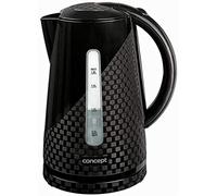 Concept Electrodomésticos RK2321 Hervidor de Agua de plástico de 1,8 litros con Estampado en 3D, 2000 W, 1.8 litros, Negro