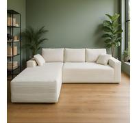 CONCEPT FÁBRICA | Sofá esquinero Hove 5-6 plazas Beige | Meridiana Izquierda | Pana Suave | Cojines Incluidos | Diseño Puro y Moderno | Comodidad Firme Bi-Densidad | 270 x 175 cm