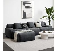 CONCEPT FÁBRICA | Sofá esquinero Sheffield 5-6 plazas gris antracita | Meridiana modular | Pana suave | Cojines incluidos | Diseño contemporáneo | Comodidad firme | Longitud 300 cm