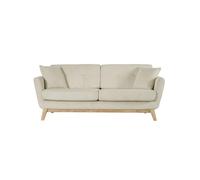 CONCEPT Factory | Sofá escandinavo Höga pana | Beige | 3 plazas + 2 cojines | Sofá moderno de diseño recto con reposabrazos, cojines auxiliares, respaldo y asiento desenfundables | Ancho 190 cm