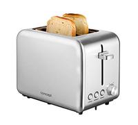 CONCEPT Hausgeräte te2050 - Tostadora de 2 rebanadas de acero inoxidable, 950 W, 6 niveles de tostado, temporizador electrónico