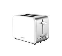 CONCEPT Hausgeräte TE2051 Tostadora de acero inoxidable con ranura ancha de 36 mm, 2 cámaras de tostado, temporizador electrónico, 950 W, mate (blanco)