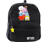 Concept One BT21 LINE FRIENDS - Mochila escolar de felpa, color negro, talla única, negra, talla única, mini mochila de felpa Bt21 Line Friends